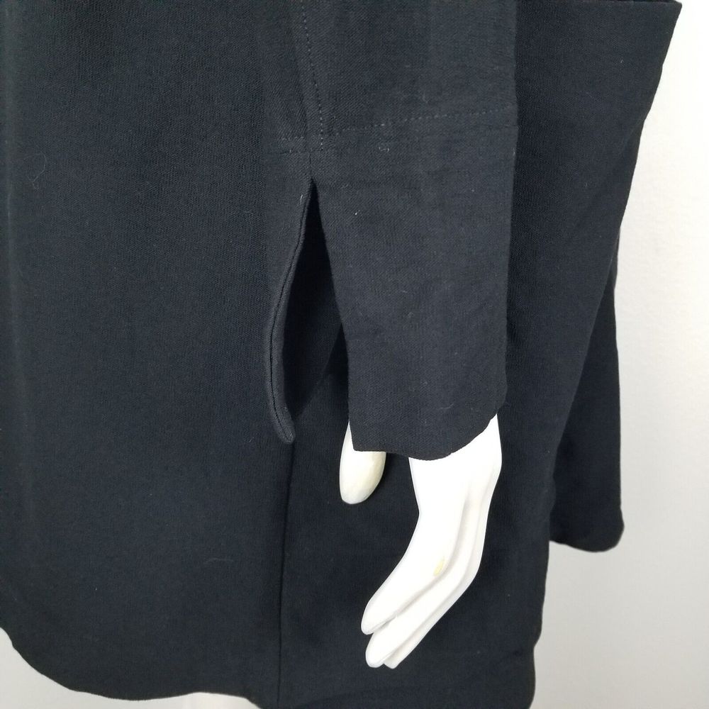 Eileen Fisher Black Viscose Blend Ponte Jersey Minimalist Longline Cardigan Sz M - Picture 5 of 14